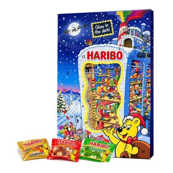 Calendario de Adviento de Chuches Haribo Fluorescente Navidad 300 g